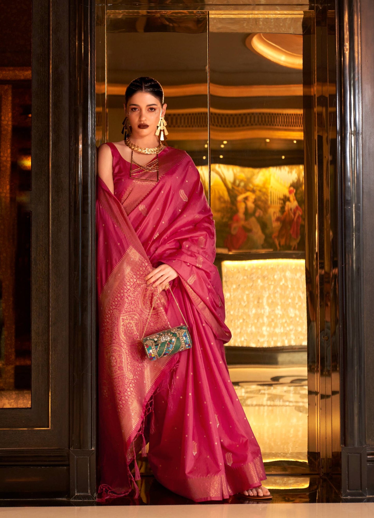 Tussar Copper Zari Silk Sarees