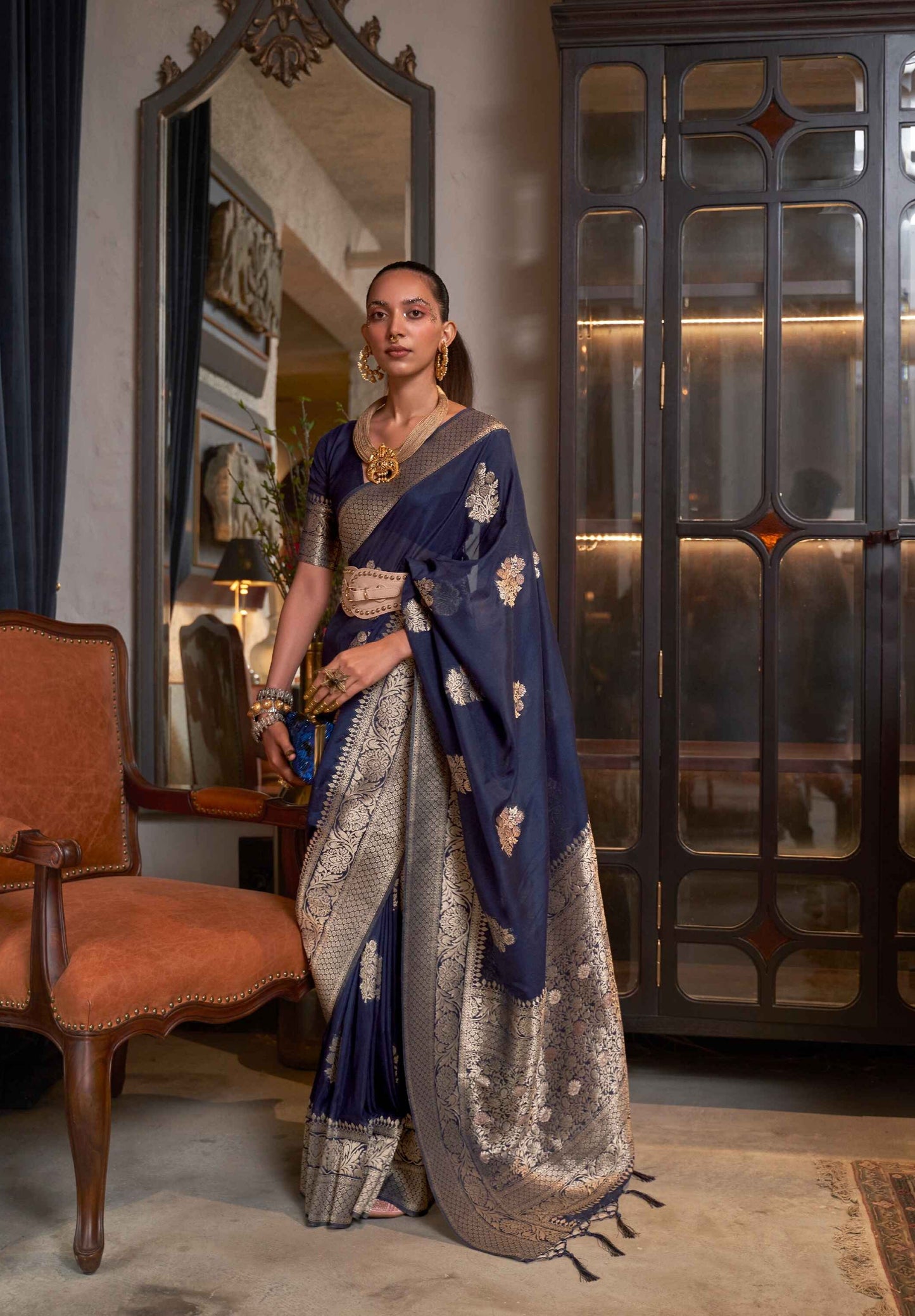 Georgette Sarees With Traditional Motif Work And Zari Work