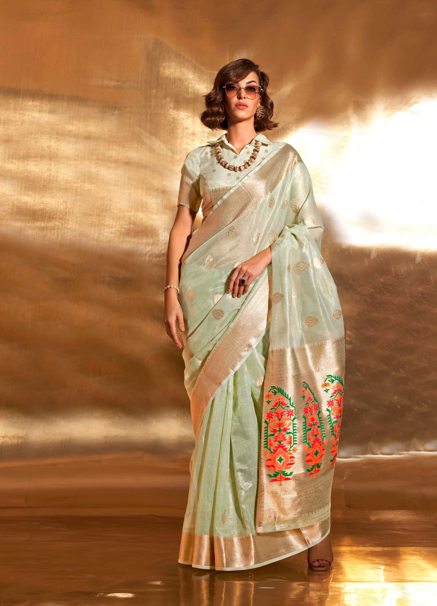 Paithani Saree With Zari Work Woven Design On Silk