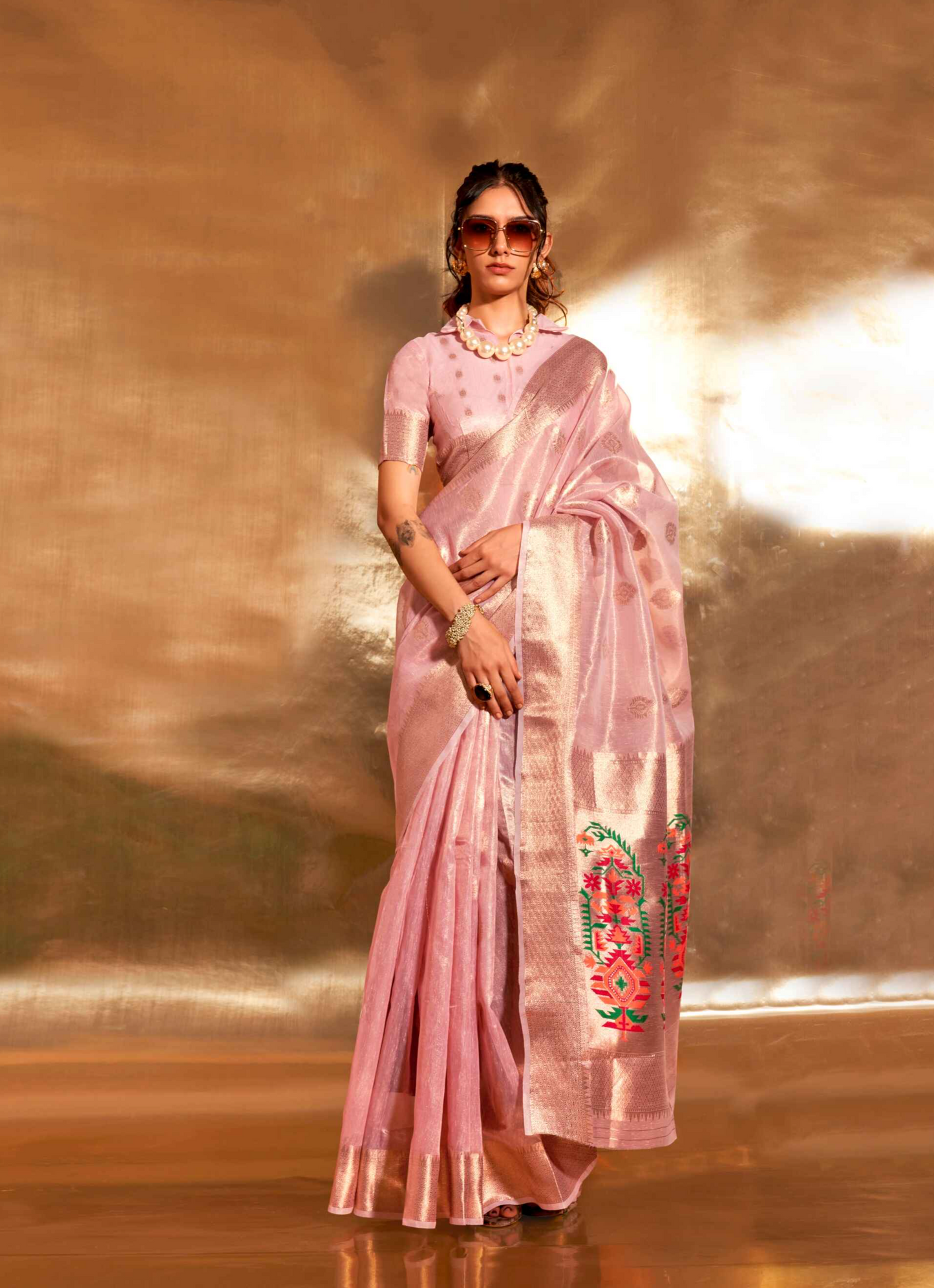 Paithani Saree With Zari Work Woven Design On Silk