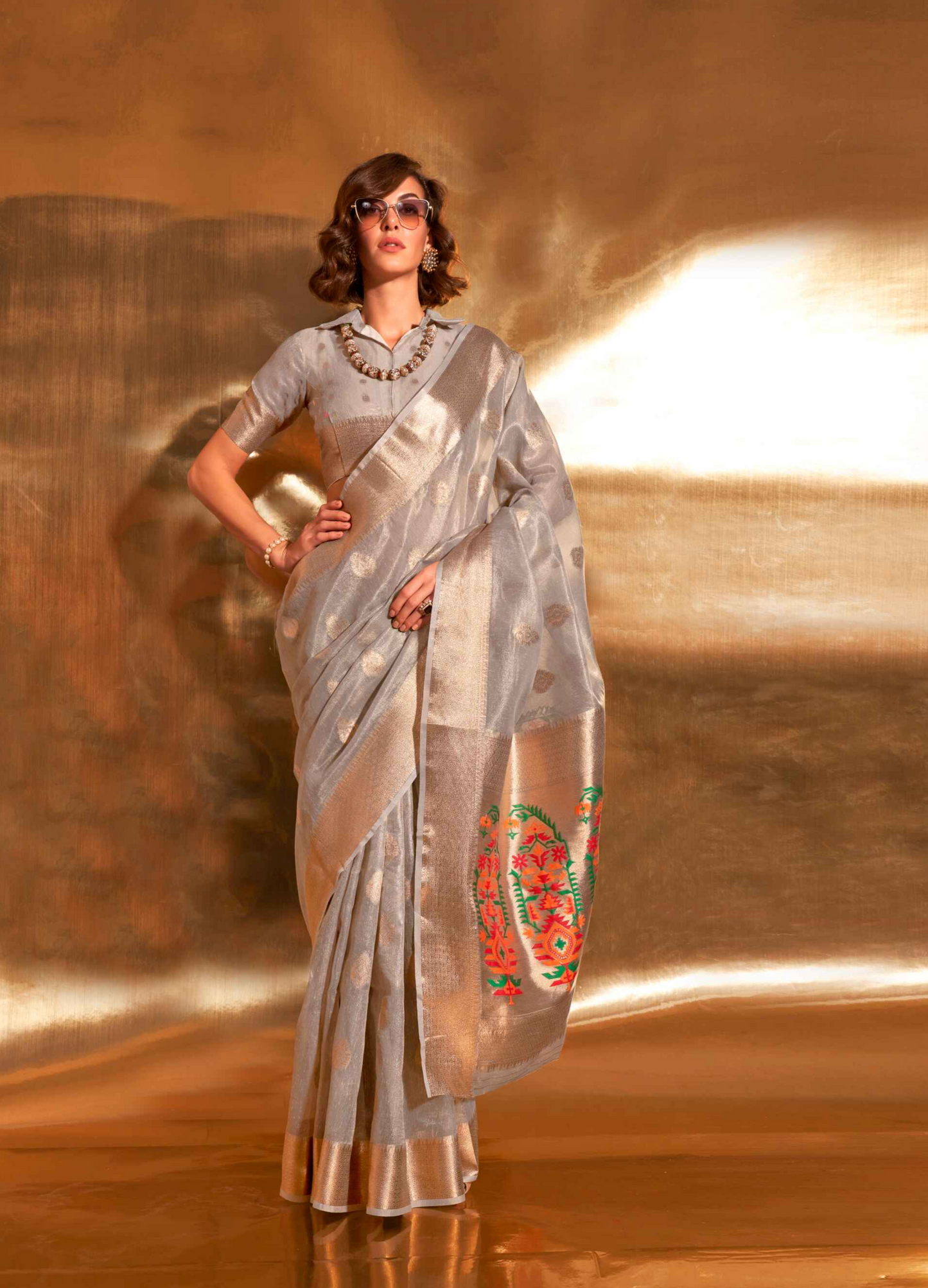 Paithani Saree With Zari Work Woven Design On Silk