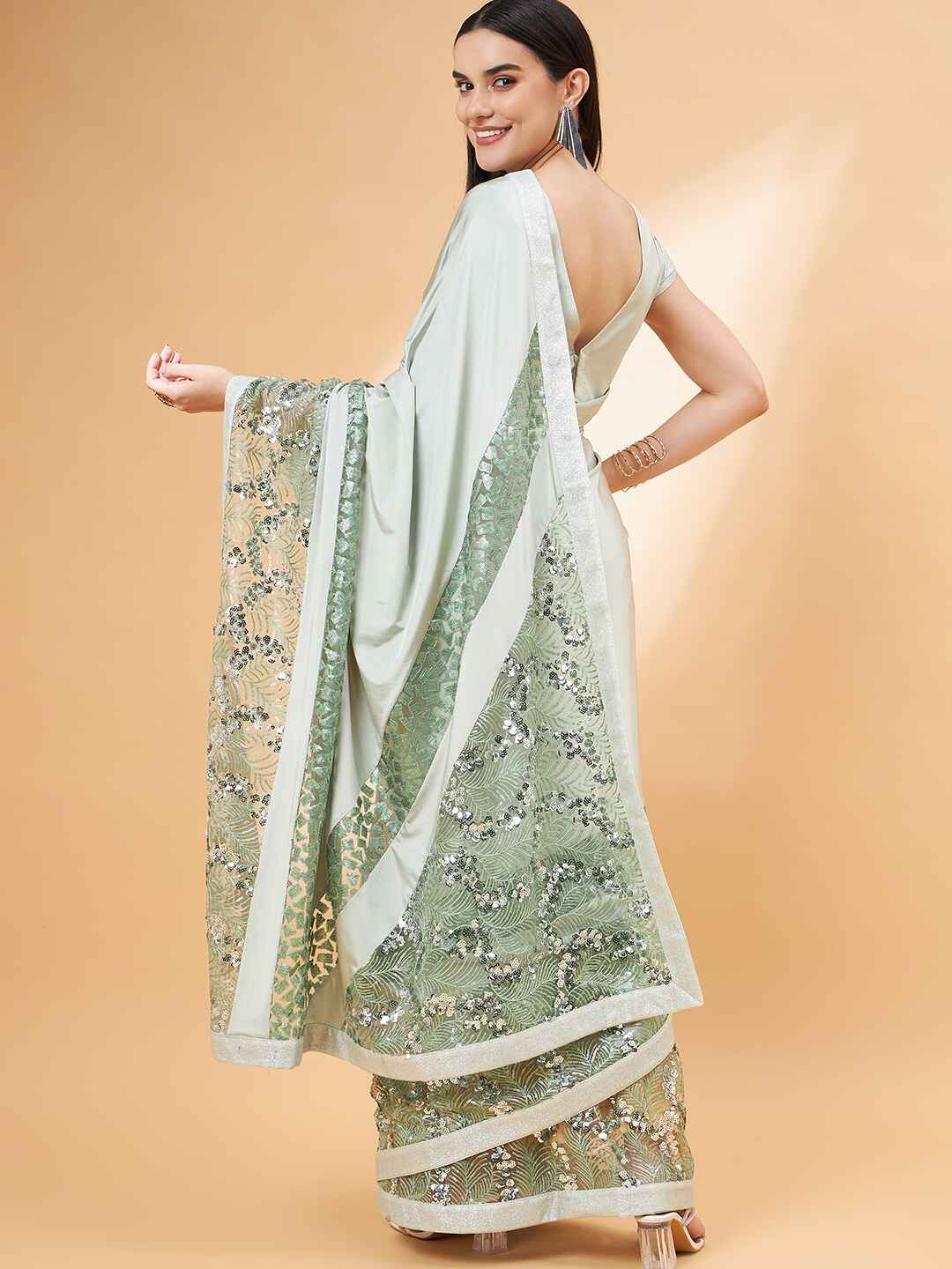 Lycra Ready to Wear Saree Embroidered For Cocktail