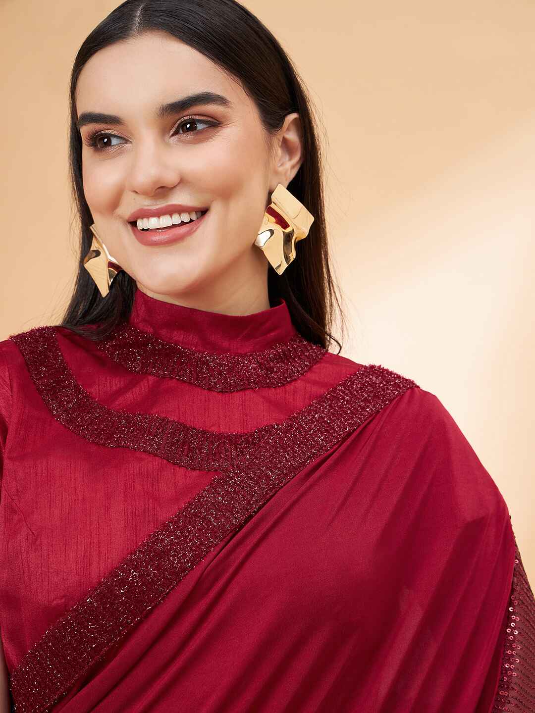 Lycra Ready to Wear Saree Embroidered For Cocktail