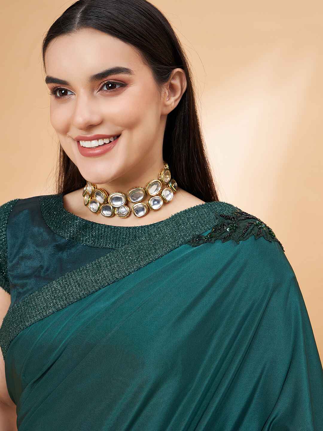 Lycra Ready to Wear Saree Embroidered For Cocktail'

