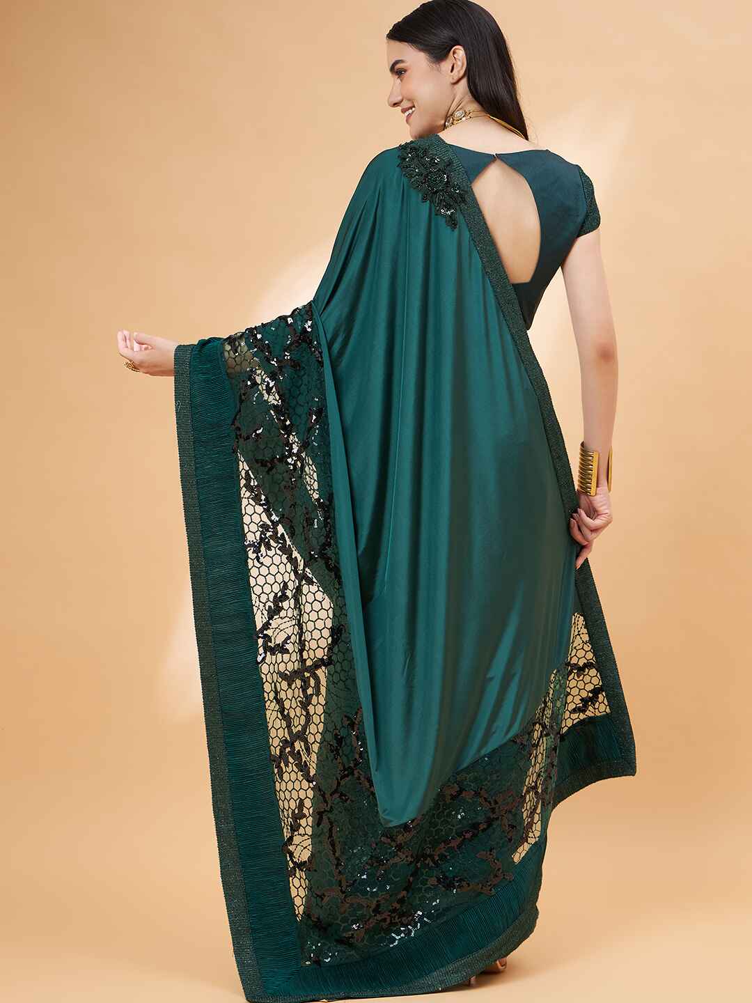 Lycra Ready to Wear Saree Embroidered For Cocktail