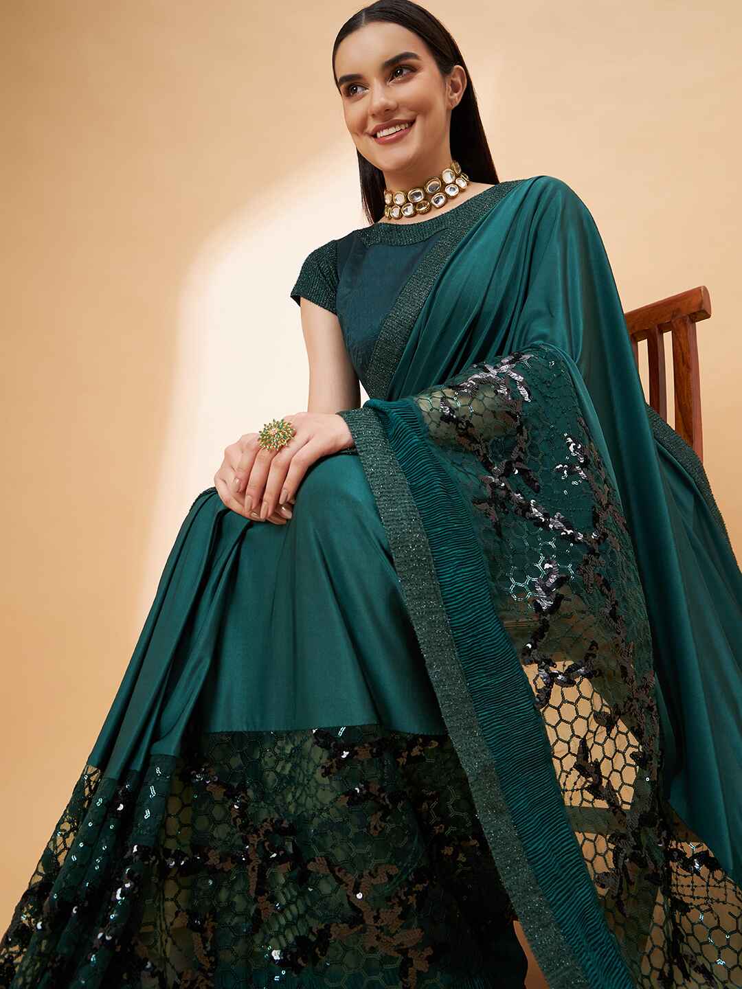 Lycra Ready to Wear Saree Embroidered For Cocktail