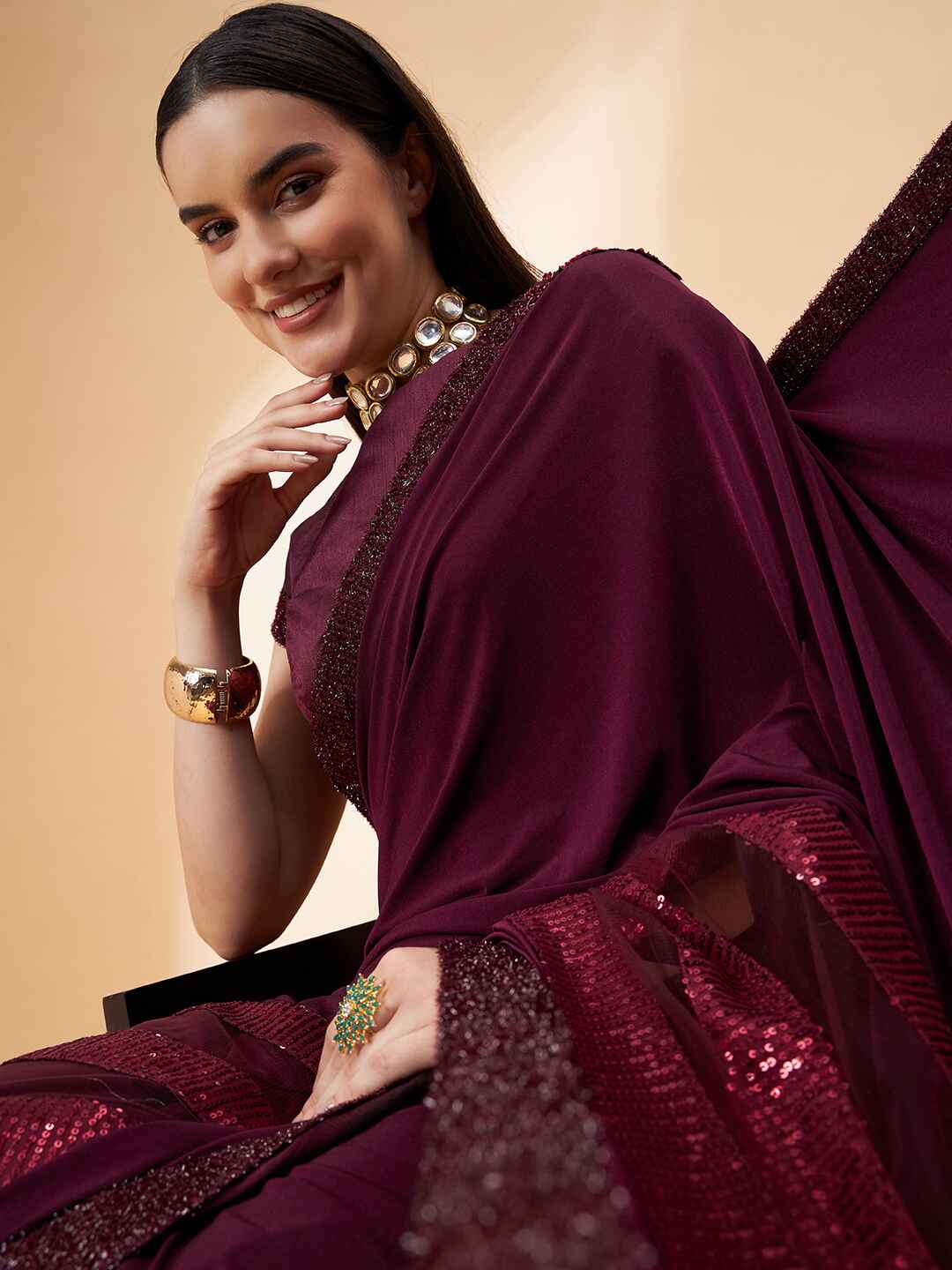 Lycra Ready to Wear Saree Embroidered For Cocktail