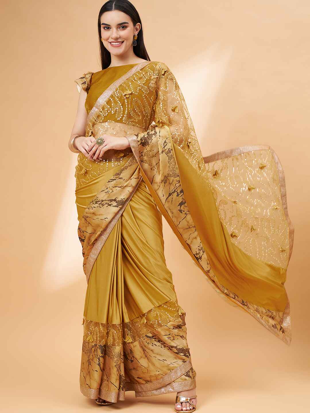 Lycra Ready to Wear Saree Embroidered For Cocktail