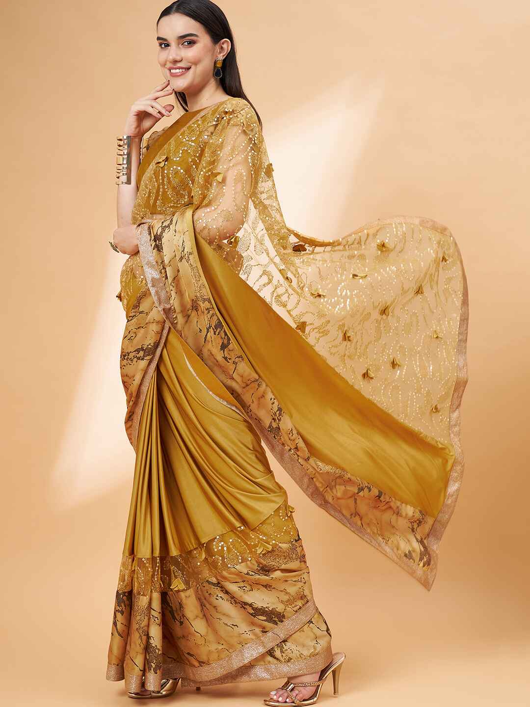 Lycra Ready to Wear Saree Embroidered For Cocktail