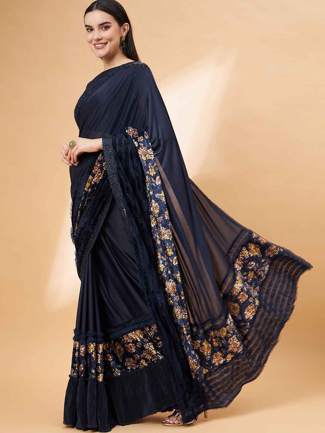 Lycra Ready to Wear Saree Embroidered For Cocktail