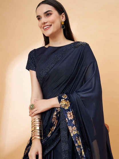 Lycra Ready to Wear Saree Embroidered For Cocktail