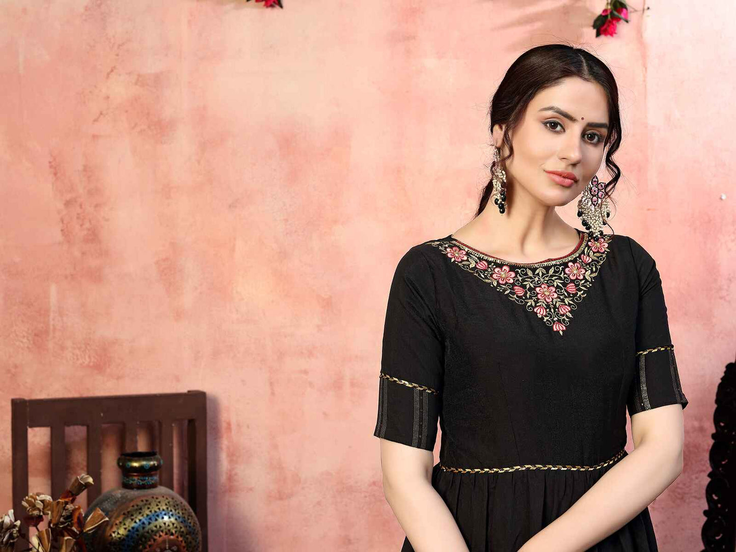 Anarkali Silk & Georgette Zari Lining Embroidered Gown