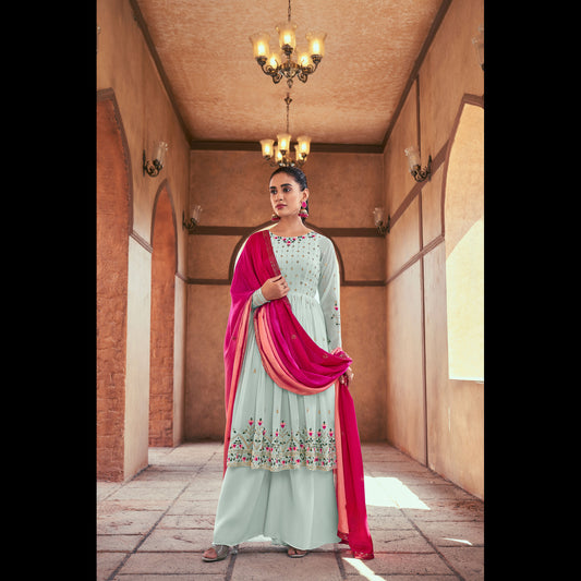 Resham Georgette Shisha Embroidery Salwar Suit