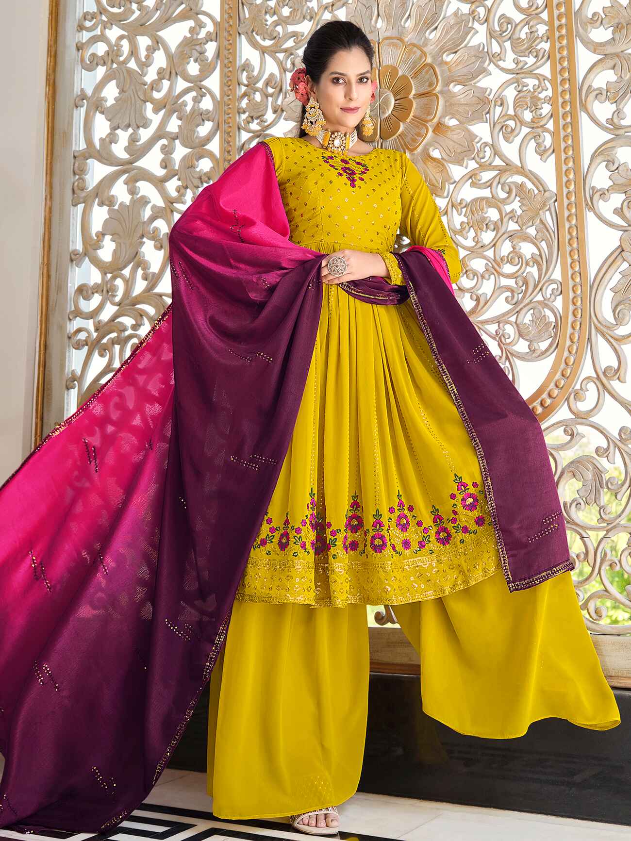 Georgette Zardosi Shisha Embroidery Pakistani Salwar Suit