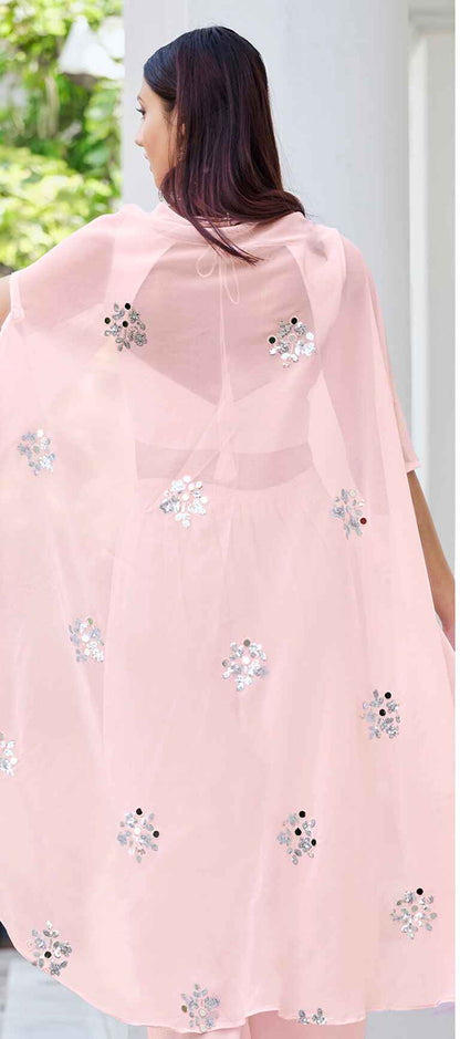 Georgette Shisha Embroidery Choli Koti Dress