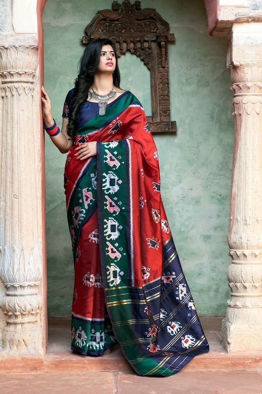 Red Patola Weaving Silk Saree
