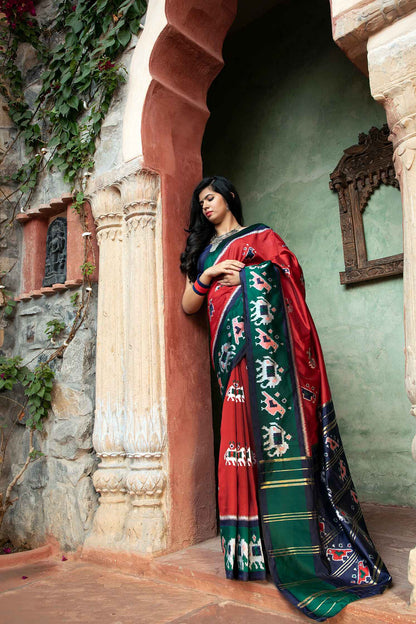 Red Patola Weaving Silk Saree