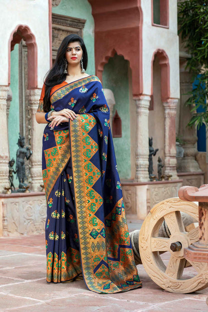 Patola Weaving Motif Silk Saree