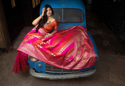 Regal Pink Banarasi Weaving Silk Saree