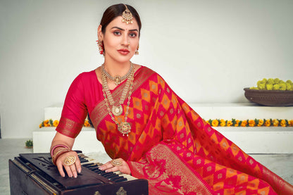 Pink Bridal Banarasi Silk Saree
