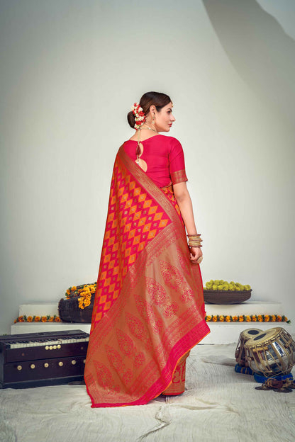 Pink Bridal Banarasi Silk Saree