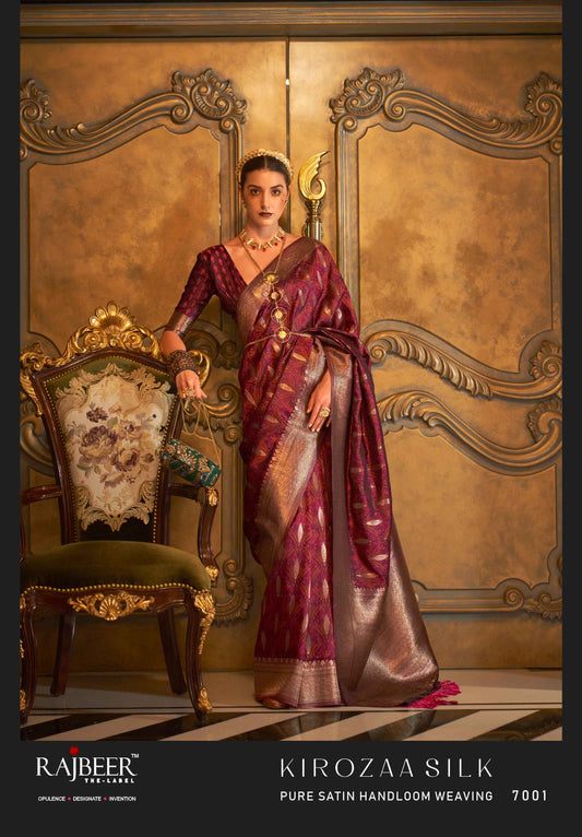 Pure Satin Handloom Weaving Silk Saree