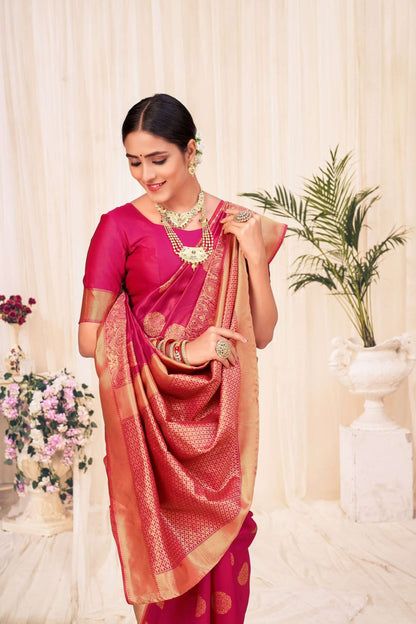 Ruby Banarasi Weaving Silk Saree