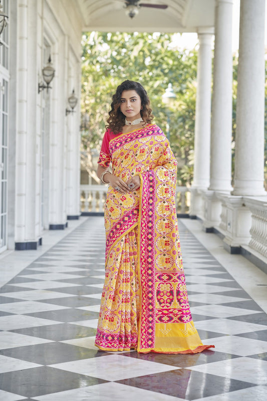 Yellow Patola Weaving Silk Saree