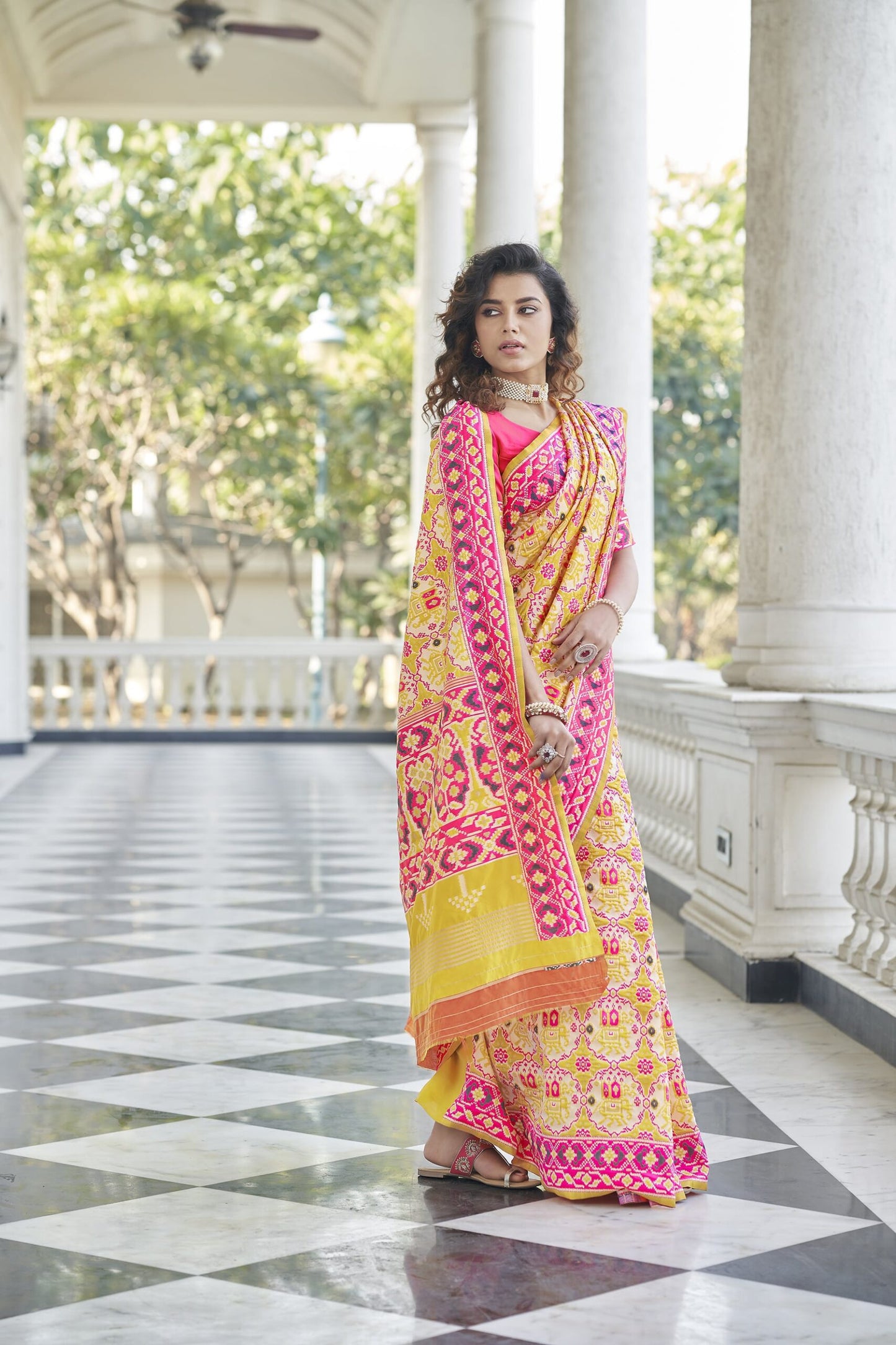Yellow Patola Weaving Silk Saree