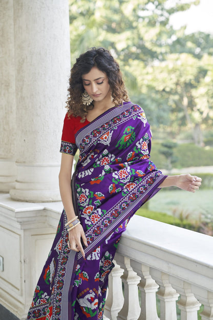 Purple Patola Weaving Silk Saree