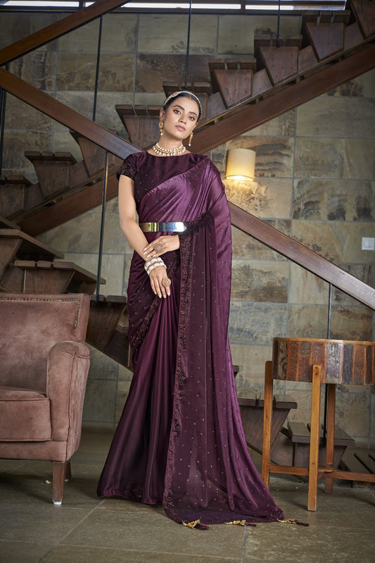 Purple Rangoli Silk Saree