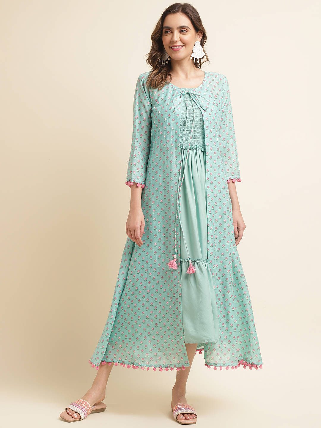 Light Blue Cotton Flare Dress