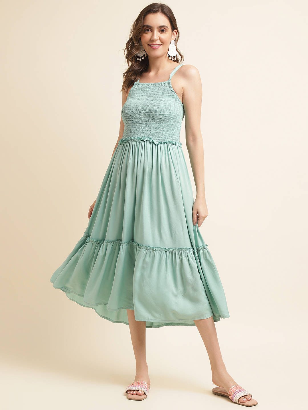 Light Blue Cotton Flare Dress