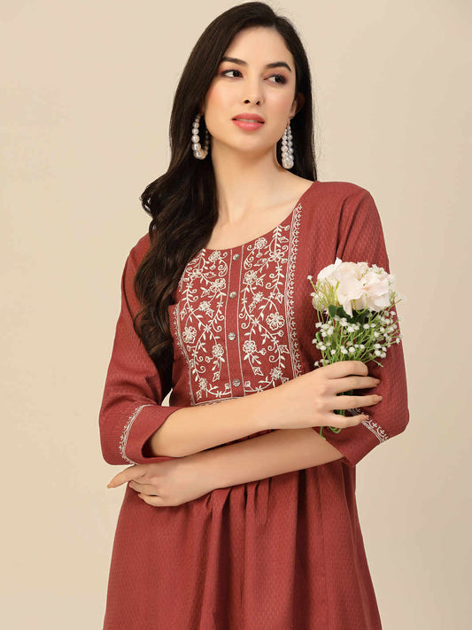 Crimson Red Chinon Floral Top