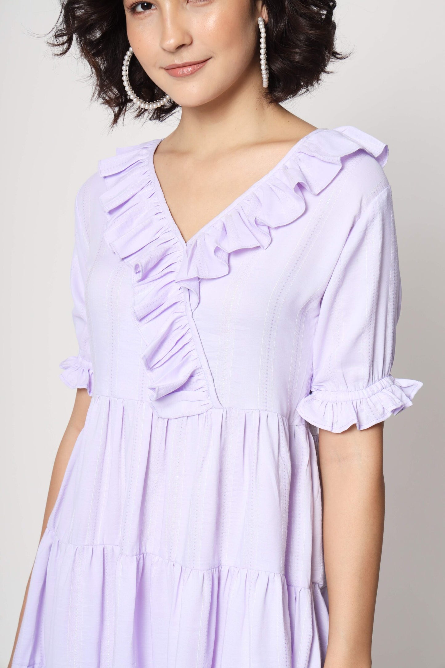 Flare Solid Lavender Viscos Dress